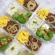Beef Steak, Salad & Eggs with Steamed Rice  (Set of 5 Bento Boxes)